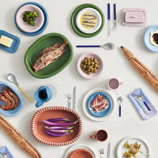 sort丹麦HAY手工红陶奶油系餐具碗盘西餐盘子沙拉碗水壶水杯BARRO