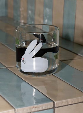 sort中国UNPASSE小动物玻璃杯双面图艺术绘画耐热高硼硅玻璃杯子