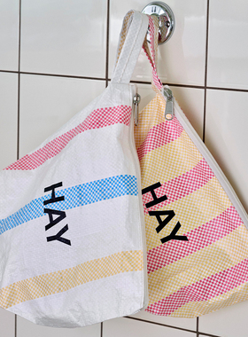 sort丹麦HAY彩色条纹收纳袋洗漱化妆包手提袋编织袋Candy Stripe