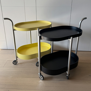 sort中国间则Tail猫尾扶手边几复古带滑轮收纳置物架茶几推车餐车