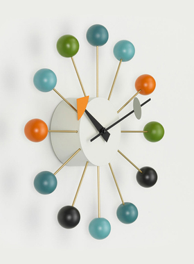 sort瑞士Vitra创意趣味彩色小球挂钟卧室客厅钟表儿童Ball Clock