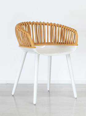 sort意大利MAGIS手工藤编餐椅现代简约扶手椅北欧复古Cyborg Club