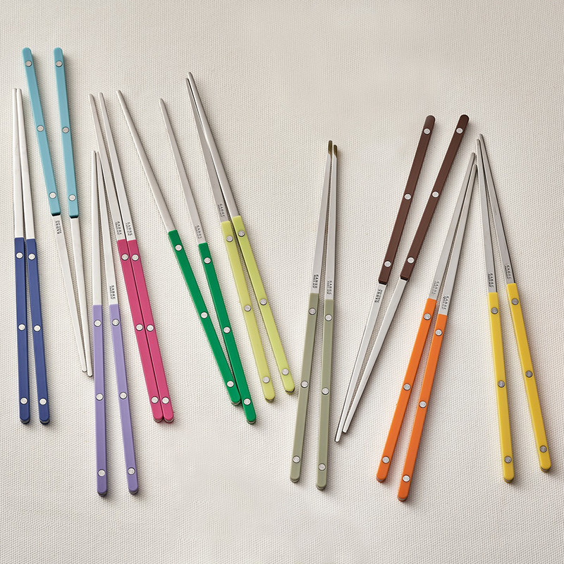 法国糖果色筷子不锈钢金属筷北欧