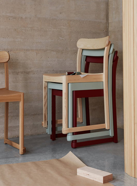 sort芬兰Artek北欧餐椅重叠实木椅子现代简约靠背椅Atelier Chair