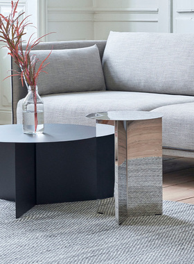 sort丹麦HAY金属镜面圆茶几北欧现代简约设计客厅边几Slit Table