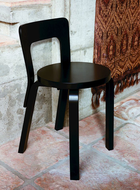 sort芬兰Artek进口餐椅实木椅复古靠背椅北欧椅现代简约Chair 65