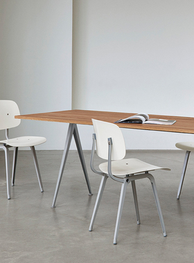 sort丹麦HAY彩色塑料钢腿椅REVOLT北欧餐椅现代简约办公书房餐厅