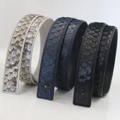 蟒蛇皮平滑扣裤 H扣真蛇皮男士 真皮腰带身 带针扣无头皮带条3.8cm