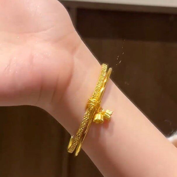 金色铃兰花手环双环碎碎冰手镯女精致轻奢风小众温柔气质百搭手饰