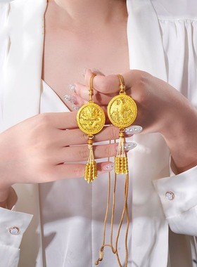 古法黄金色龙凤香囊套链锁包凰吊牌情侣组挂坠婚庆轻奢高级感项链