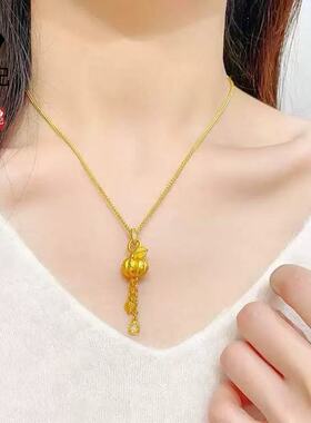 金店同款古法沙金高级感点钻南瓜流苏吊坠硕果累累肖邦项链锁骨链