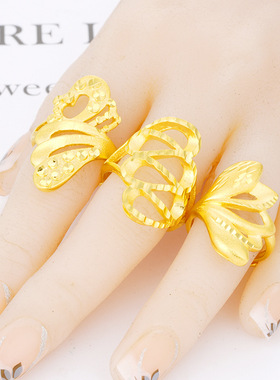 越南沙金喷砂工艺戒指久不掉色小众设计气质简约时尚女指环配饰