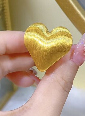 黄金色拉丝爱心戒指女轻奢风高级感新款气质活口可调节气质食指戒