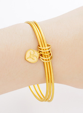 小红书抖音同款沙金三生三世手镯女仿黄金时尚百搭款三圈绒沙手环