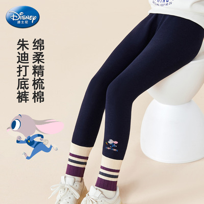 迪士尼兔子警官女童裤子打底裤25秋新款外穿百搭精梳棉高弹裤子