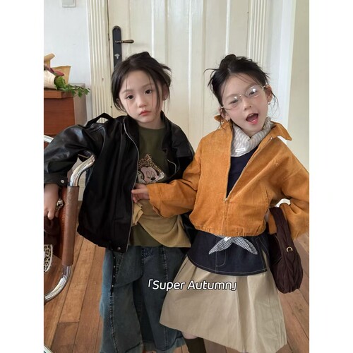 女童秋季韩版哑光皮衣外套