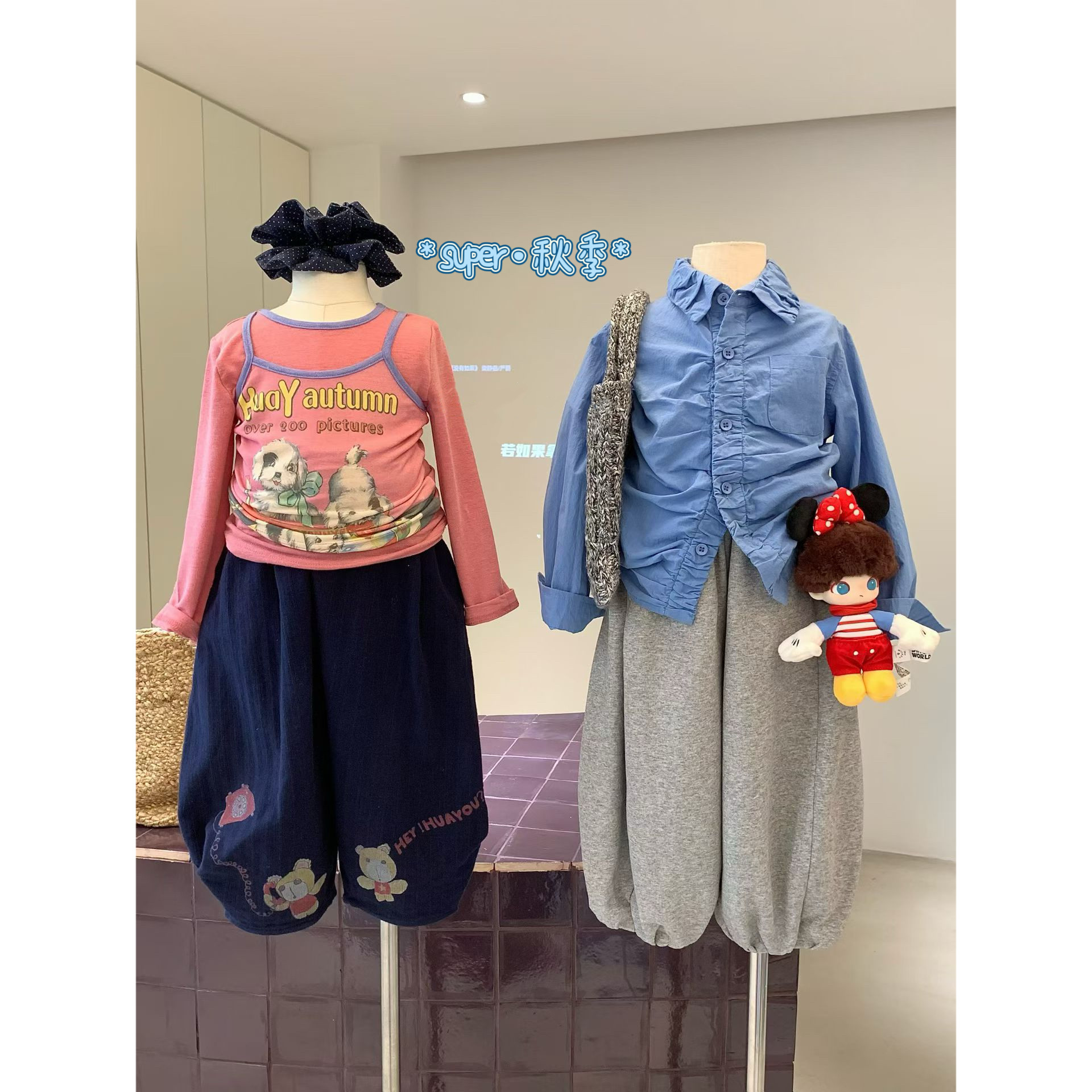 女童26秋季韩版小狗吊带套装图片
