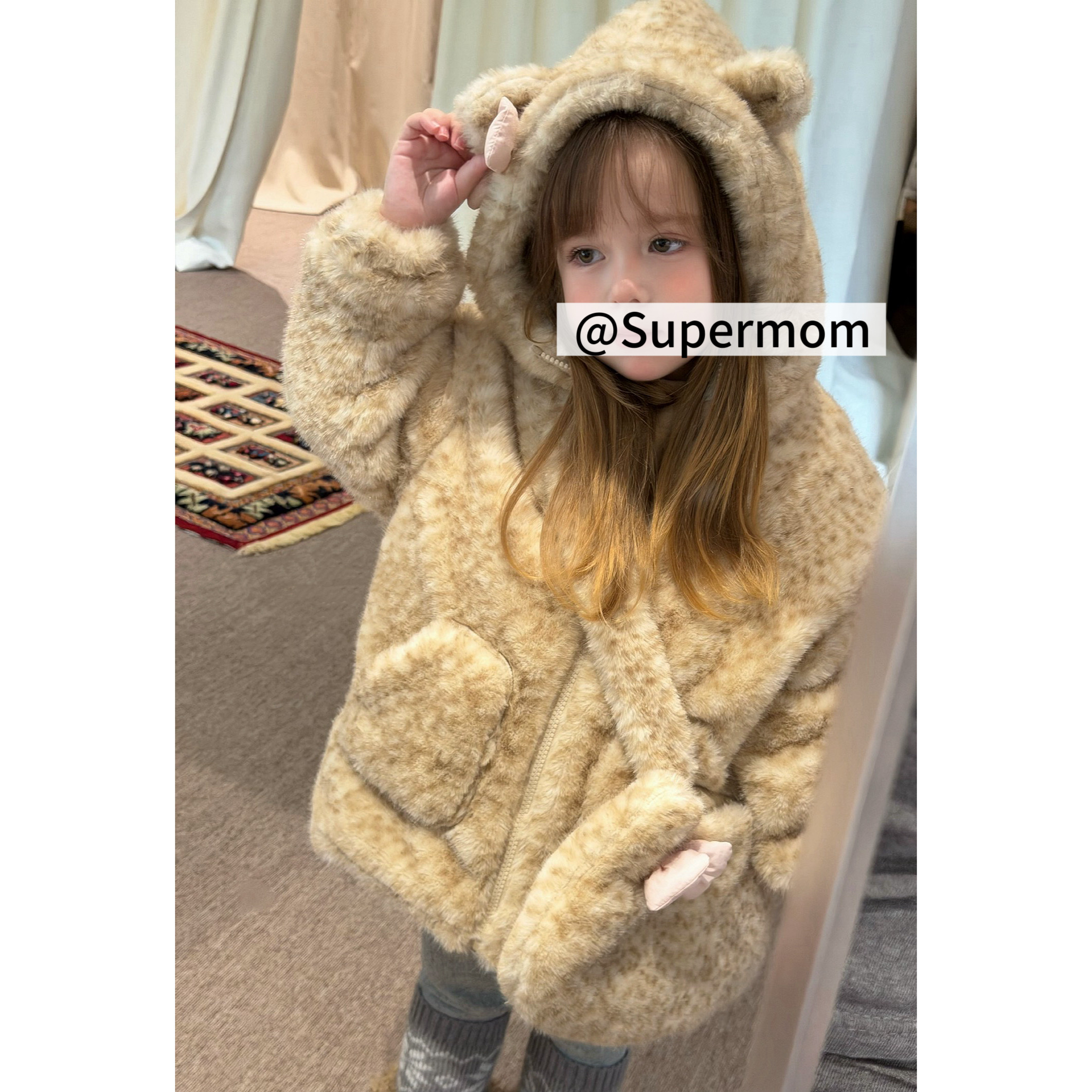 女童26冬季耳朵加厚毛毛外套