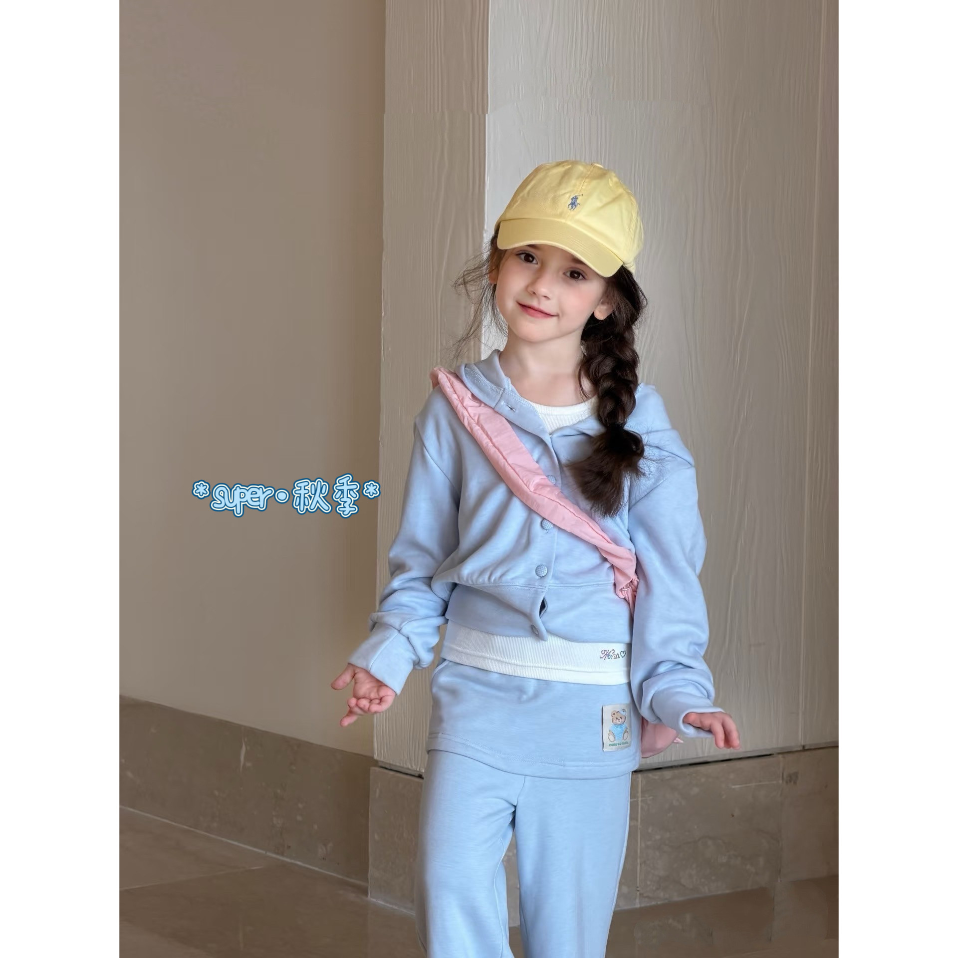 女童26秋季休闲连帽卫衣套装图片