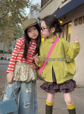 女童26春季新款韩版卡通印花歌词纯棉长袖T恤上衣isn韩系姐妹套装