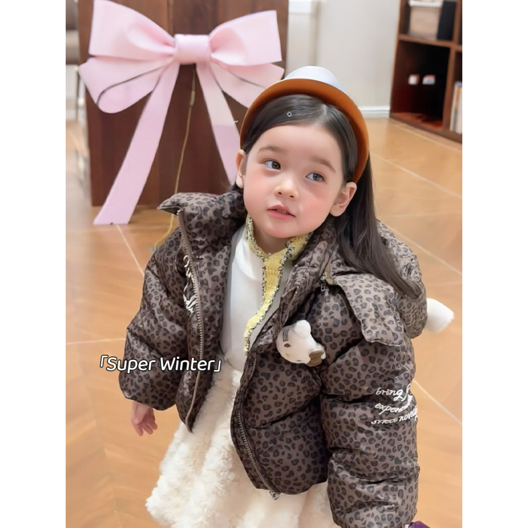 女童冬季豹纹加棉外套