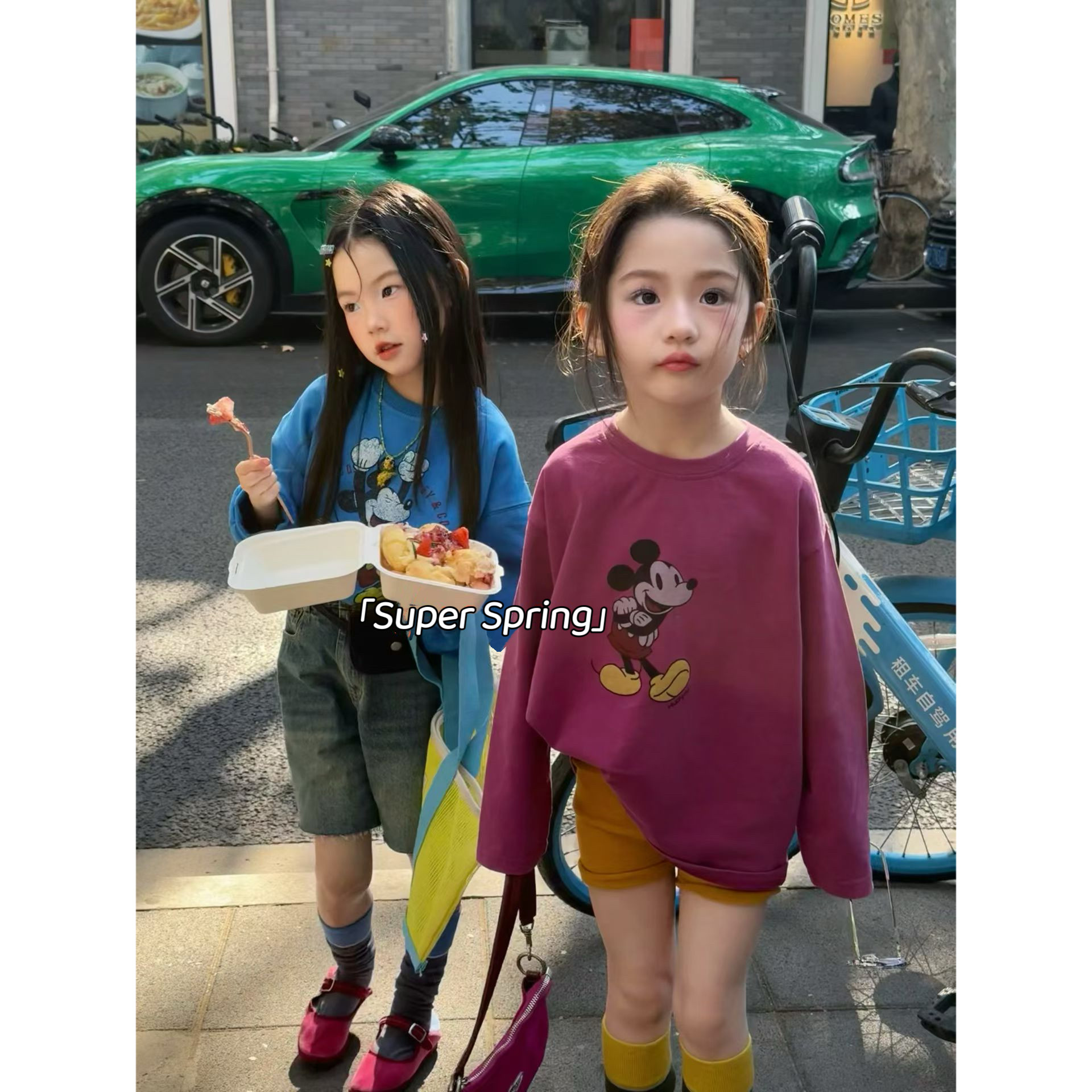 女童26春季新款韩版卡通米奇印花长袖T恤衫清新穿搭纯棉打底t休闲