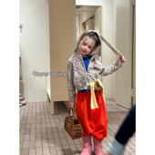 洋气卡通小熊豹纹休闲外套连帽耳朵轻薄上衣潮 韩版 女童26春季 新款