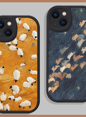 文艺复古兔子油画17适用iphone16苹果15promax手机壳小米14华pura70治愈nova12荣耀90防摔vivox100艺术oppo潮