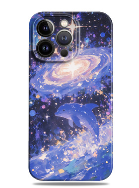 梦幻海豚星辰宇宙适用苹果16e手机壳15promax12小米14华为mate60菲林p70荣耀200蓝色nova13一加oppo全包vivo