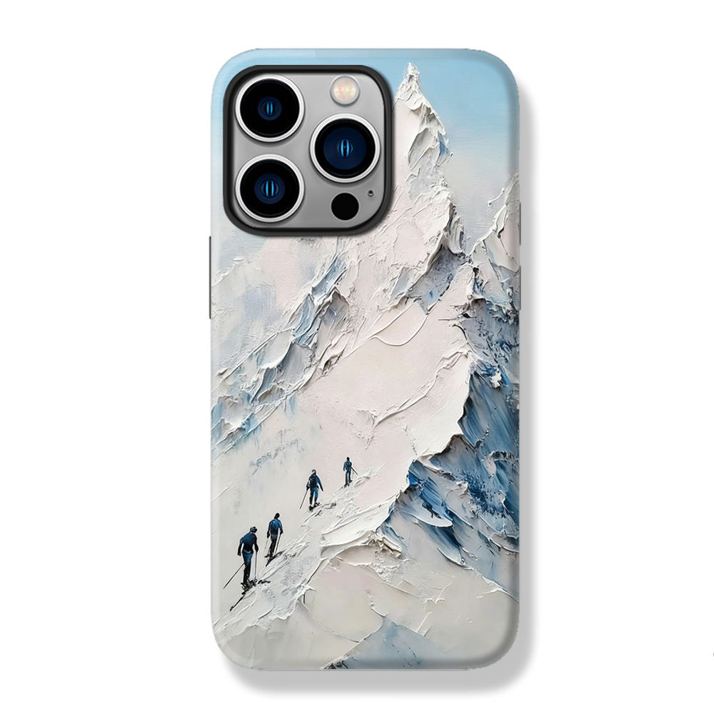 攀登者雪山油画风冬季滑雪手机壳