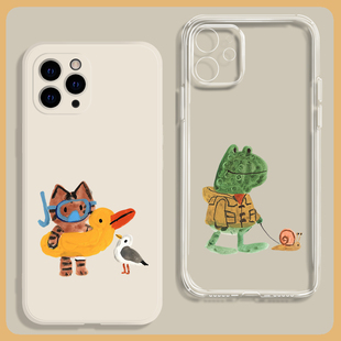 卡通可爱童趣猫咪适用17air苹果16promax手机壳15小米13华为nova14硅胶P80透明mate70一加oppo荣耀400软vivo