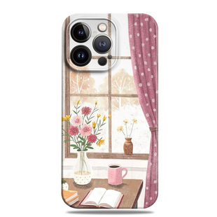 粉色文艺治愈系窗外适用苹果16promax手机壳15小米14华为mate60菲林p70荣耀200高级感nova13一加oppo全包vivo