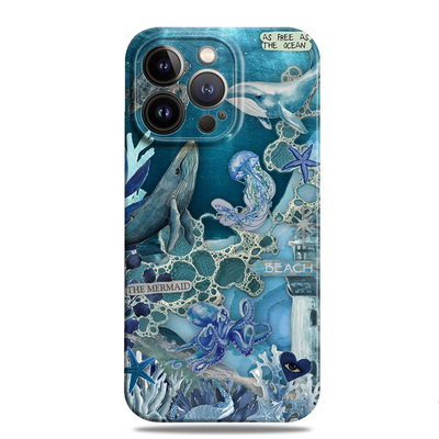 蓝色梦幻海底世界创意手机壳全包