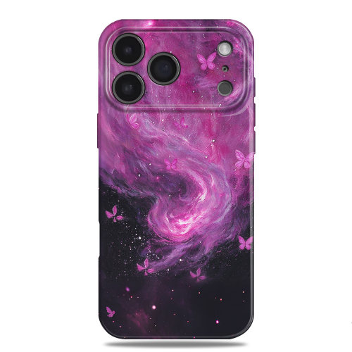 紫粉银河星云蝴蝶梦幻艺术手机壳