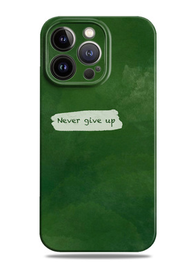 永不放弃原创绿色励志英文适用苹果15手机壳13promax菲林12小米14华为mate60高级感nova12一加oppo全包vivo潮
