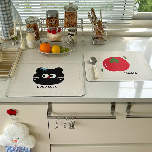 卡通厨房沥水垫可爱台面吸水餐垫