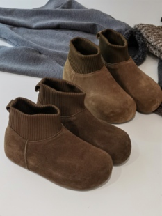 米诗思短靴女真皮内增高加绒女靴弹力靴秋冬针织雪地靴博肯靴9033