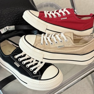 板鞋 女夏新系带厚底透气舒适百搭帆布鞋 9330 多巴胺休闲板鞋 韩版