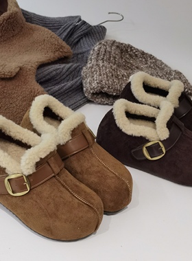 新款女秋冬加绒保暖鞋舒软全包勃肯鞋雪地棉鞋内增高9923