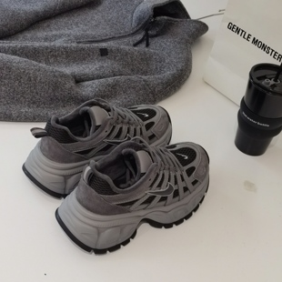 女3988 运动鞋 欧洲站冬款 加厚加绒韩系复古真皮圆头女老爹鞋