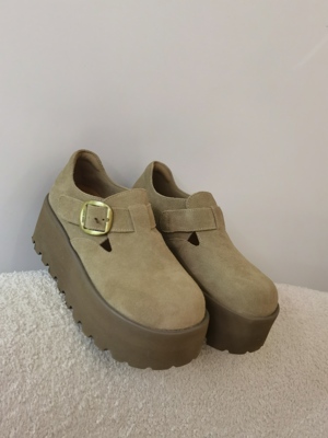 米诗思新款复古勃肯鞋懒人松糕跟时尚单鞋休闲女鞋增高7988