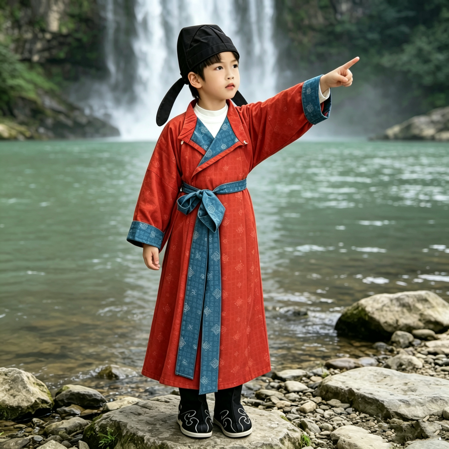 汉服男童唐朝李白服装圆领袍儿童国学服女唐代诗人朗诵合唱演出服