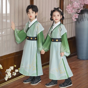 汉服男童儿童国学服中国风演出服女古装女童三字经幼儿书童小学生