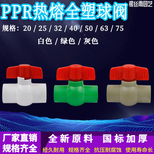 PPR热熔全塑球阀白色绿色灰色4分-2.5寸热熔球阀开关承插焊接配件