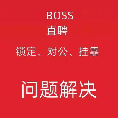 BOSS直聘/店长直聘/智联招聘/对公/环境/长期锁定/限流/全面处理