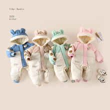 婴儿冬装棉衣加绒加厚连体衣男女宝宝可爱超萌保暖冬季外出抱衣