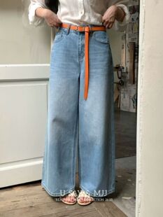 百搭显瘦高级感高腰直筒阔腿牛仔裤 2026春季 时尚 韩版 配腰带 新款