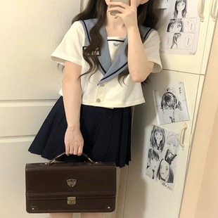 手服jk制服学院套装短袖名古屋襟上衣学生短裙可爱套川岛私立学院