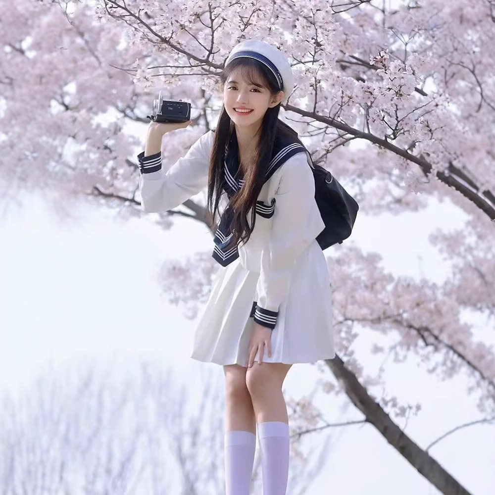 川岛私立学院系JK制服基础款长袖水手服藏青色海军学院风春夏套装