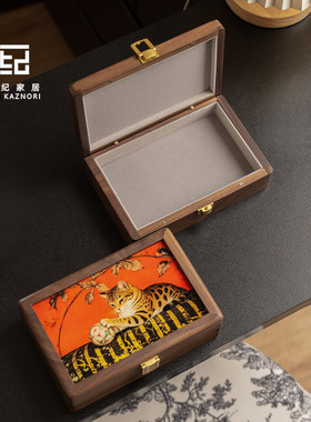 钞票收纳盒放钱纸币马钞整理盒银行卡收藏木盒带锁扣长方形手工